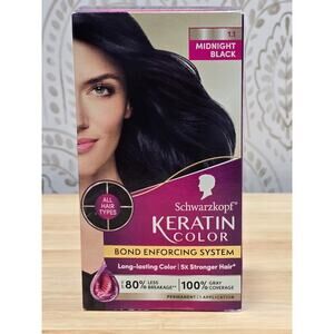 Schwarzkopf Keratin Color 1.1 Midnight Black Permanent Hair Dye Kit